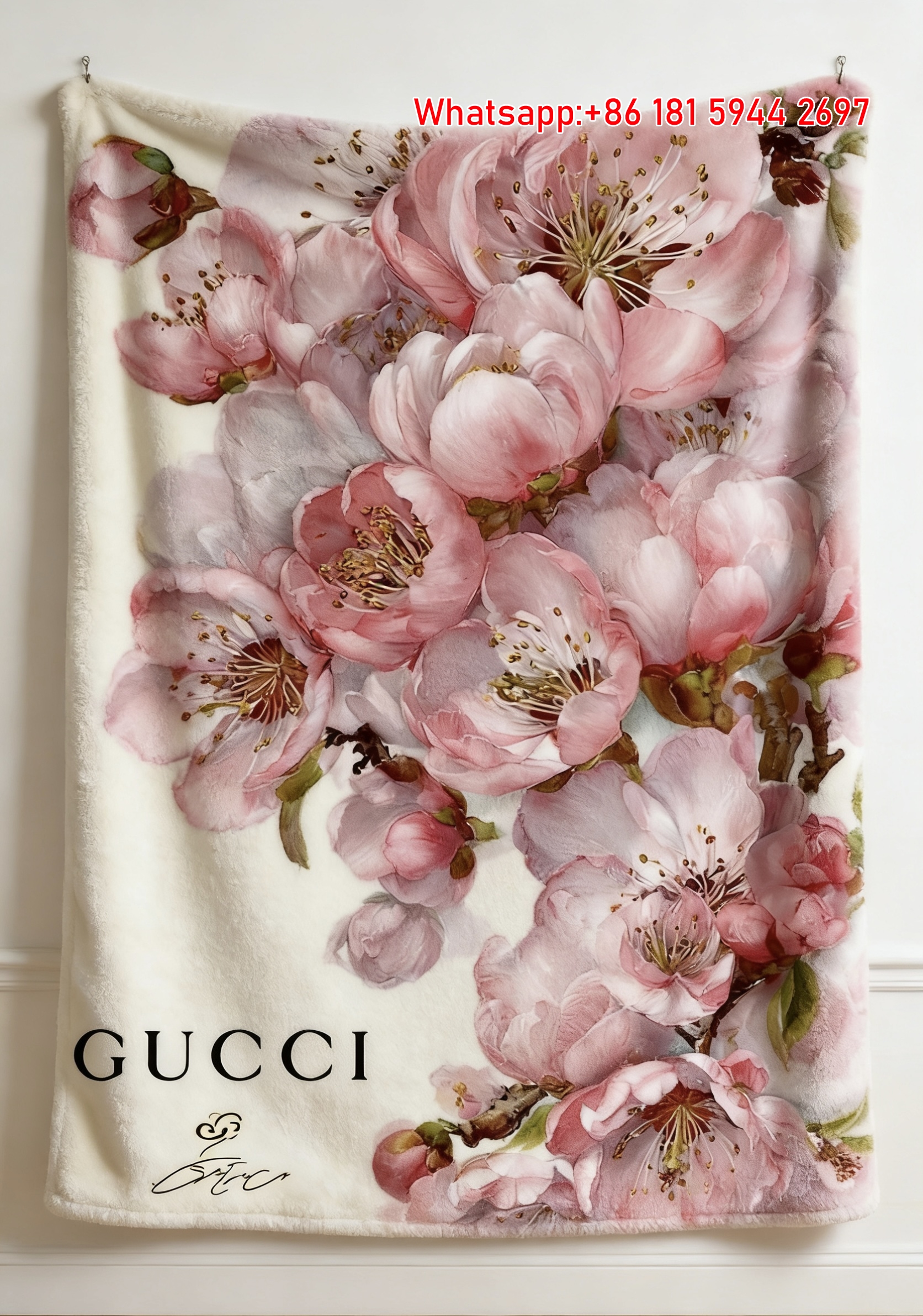 Gucci Cherry Blossom Art Throw blankets Serene Sakura Tapestry IMG_2784